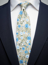 Light Blue Tie Cotton Floral