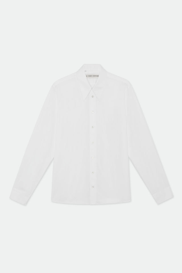 Gordeno White Twill Extended Point Collar Shirt