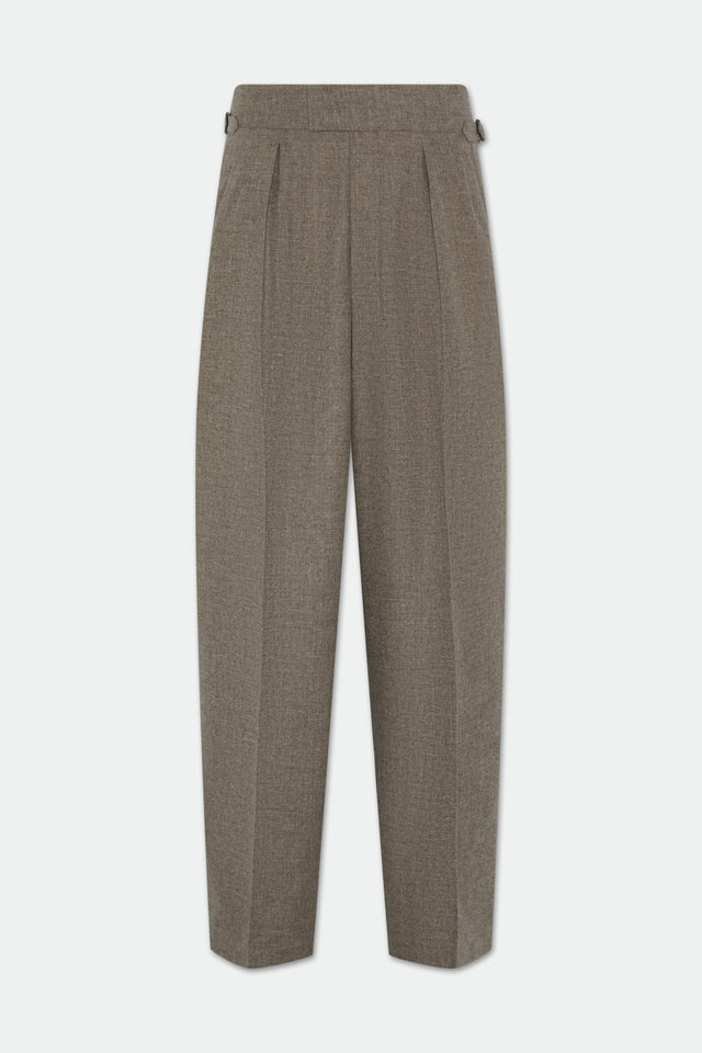 Hannes Taupe Wide Legged Wool Trousers