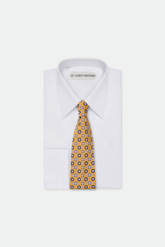 Italian Yellow Geometric Silk Tie