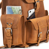 Front Pocket Leather Backpack