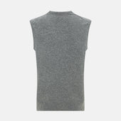 Grey Melange V Neck Cashmere Vest