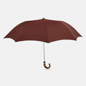 Burgundy Telescopic Umbrella with Brown Maple Crook Handle