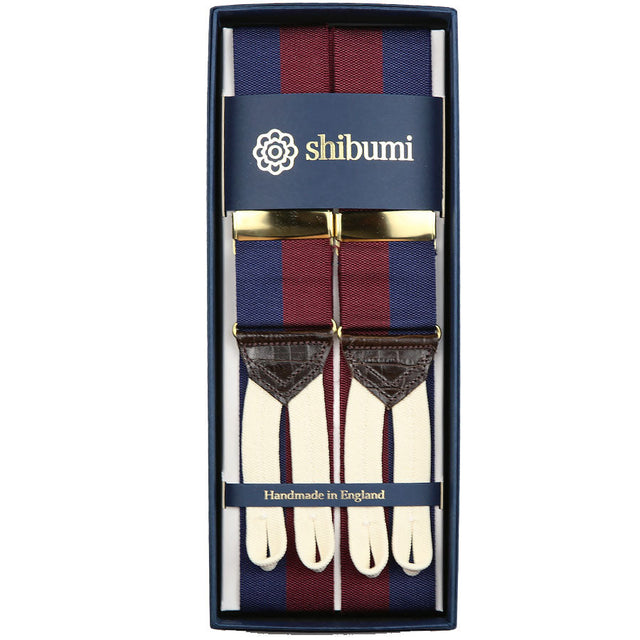 Barathea Braces - Navy / Burgundy