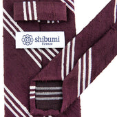 Triple Bar Shantung Silk Tie Eggplant Hand Rolled
