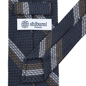 Striped Grossa Grenadine Silk Tie Elephant White