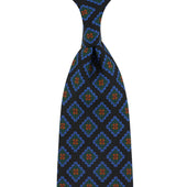 Ancient Madder Silk Tie - Black - Hand-Rolled