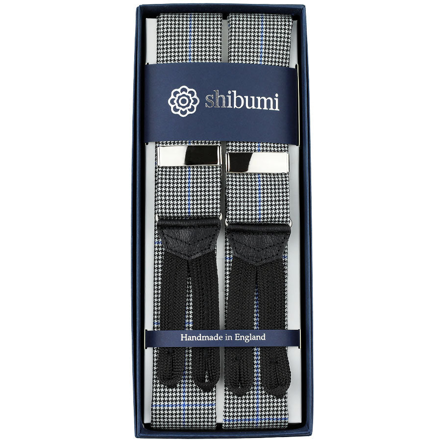 Wool Braces Grey Houndstooth