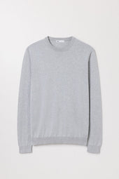 Grey Melange Cotton Sweater Long Staple Organic Cotton Asket