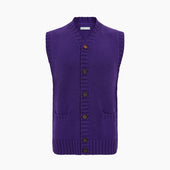 Purple Merino V Neck Sleeveless Cardigan
