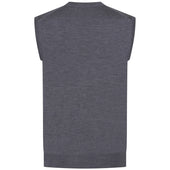 Merino Wool Sleeveless Cardigan Mid Grey
