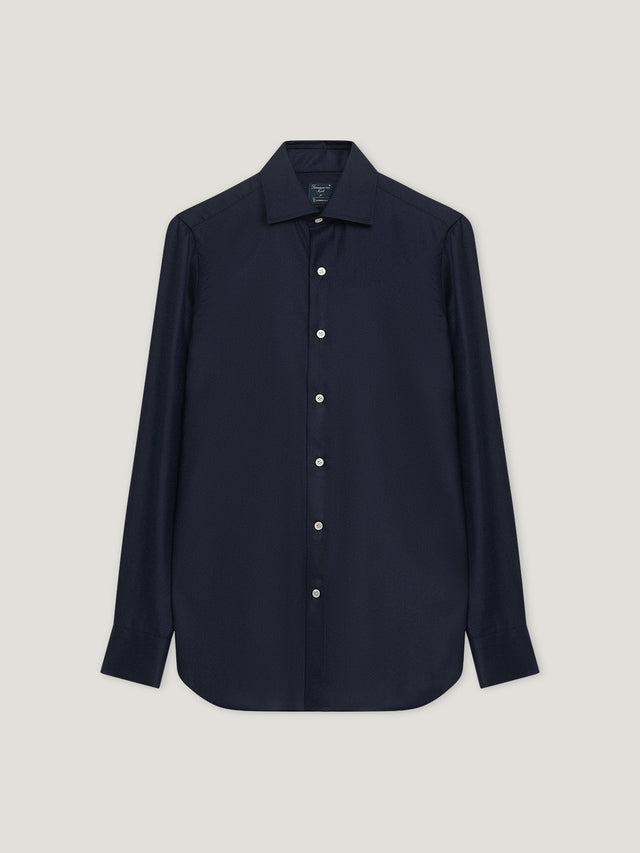 Navy Cashmere Hand Finish Shirt