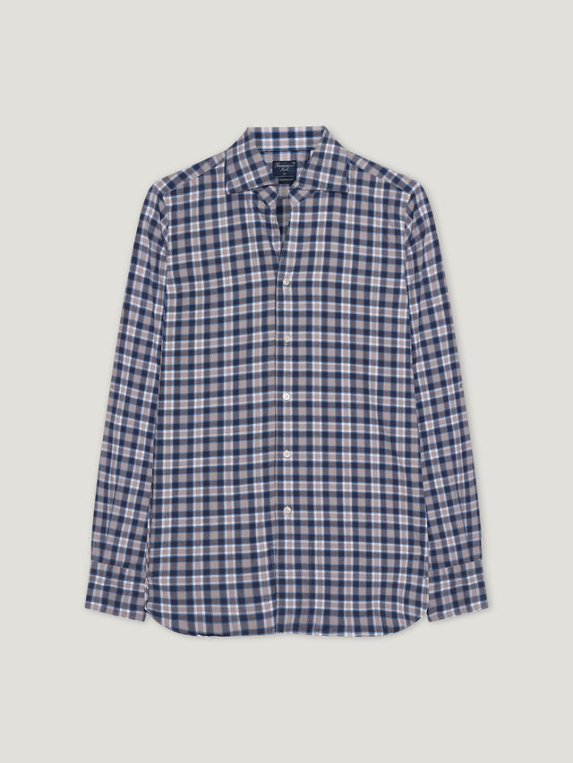 Beige Blue Comfort Hand Finish Shirt