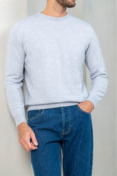 Light grey cashmere round neck – Made in italy