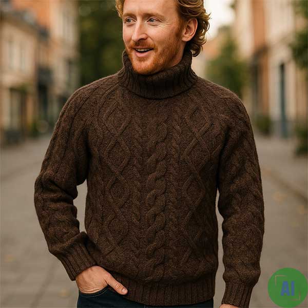 2m Cable Polo Neck Sweater