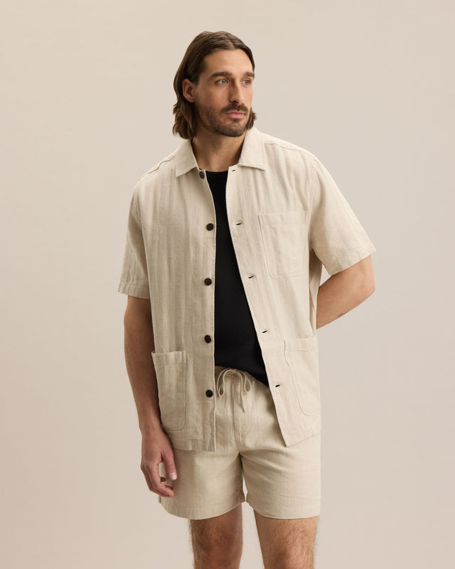 HEMP HERRINGBONE OVERSHIRT