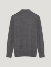 Grey 3 Button Merino Polo Shirt