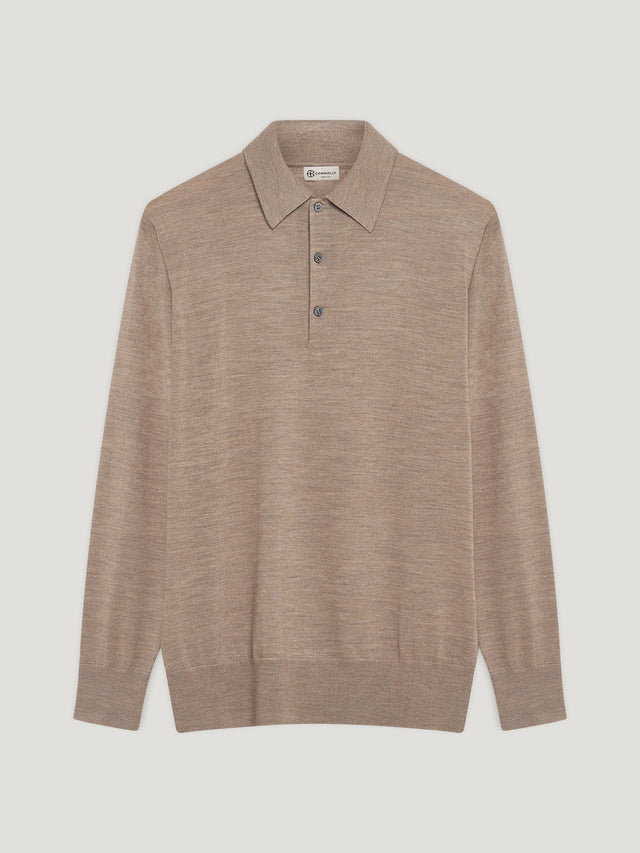 Natural 3 Button Merino Polo Shirt