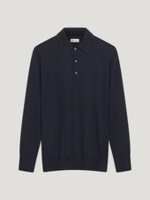 Navy 3 Button Merino Polo Shirt