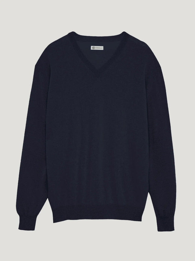 Navy Venetian V Neck