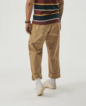 1930s IVY Style Double Pleated Chino Trousers - Yellow