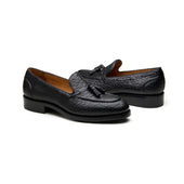 Royce Tassel Loafer Black Shrunken Bison Bison Series