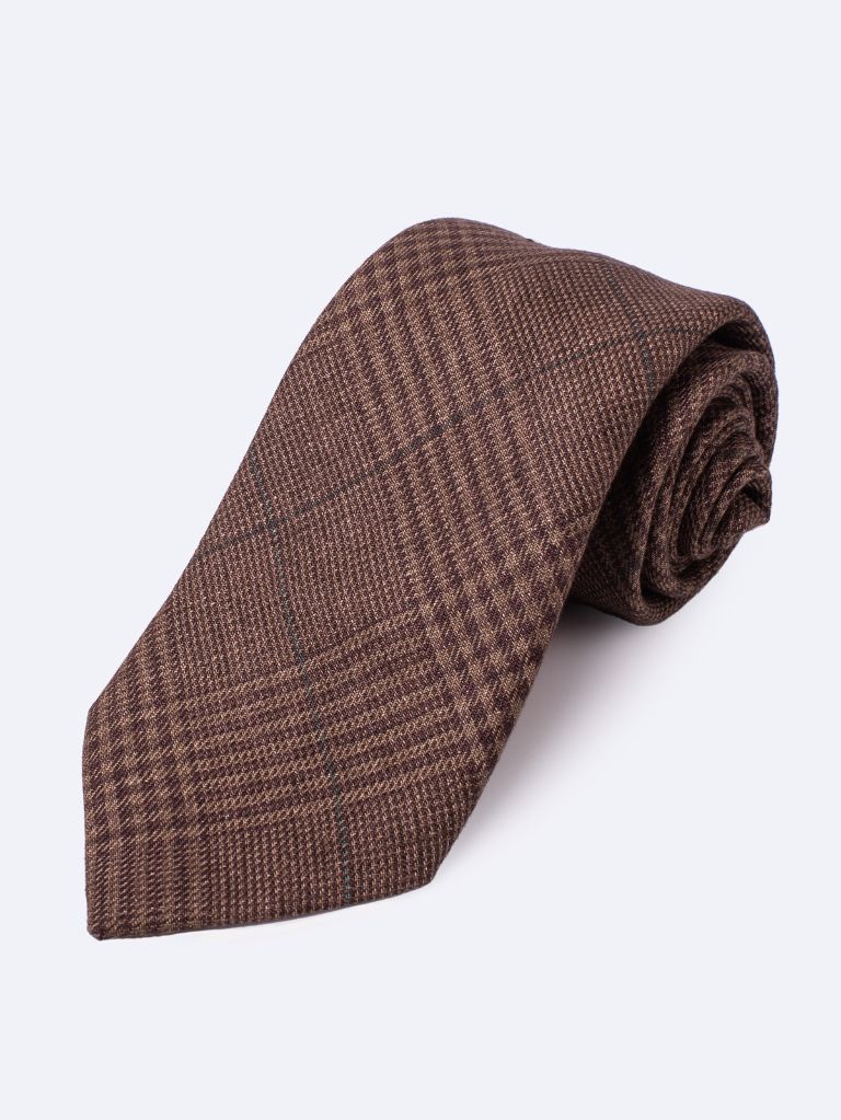 M.Hellard – Brown Prince of Wales Linen Tie