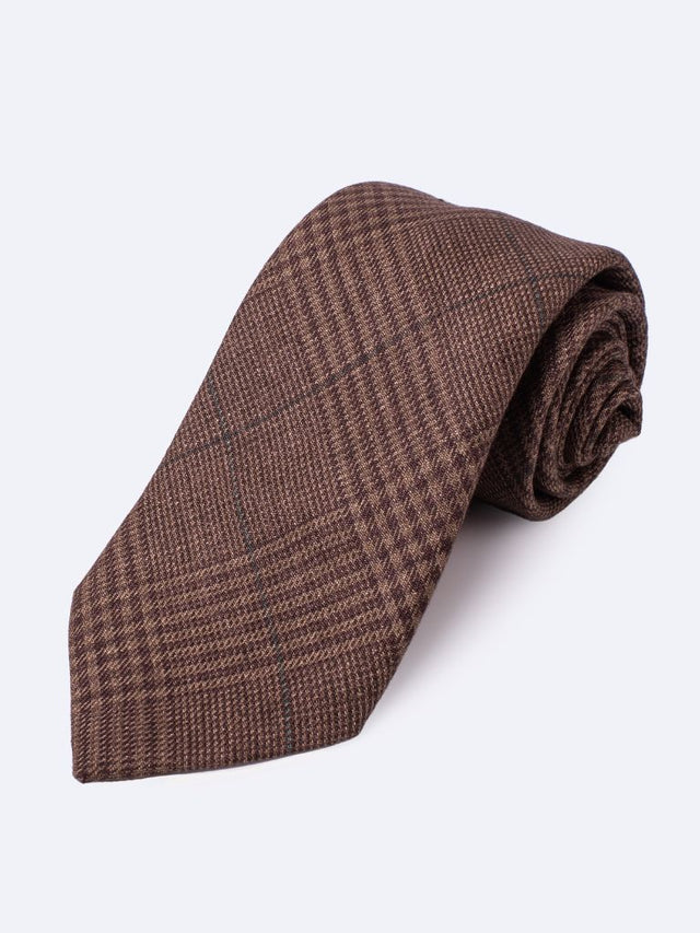 M.Hellard – Brown Prince of Wales Linen Tie
