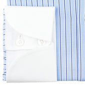 Poplin Semi Spread Shirt Ticking Stripe Cocktail Cuffs