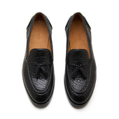 Royce Tassel Loafer Black Shrunken Bison Bison Series