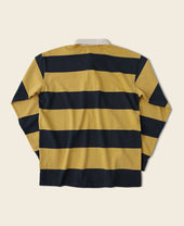 Classic Fit Striped Jersey Rugby Shirt - Yellow/Navy