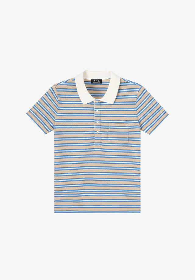 Polo rayé bleu ciel en coton piqué