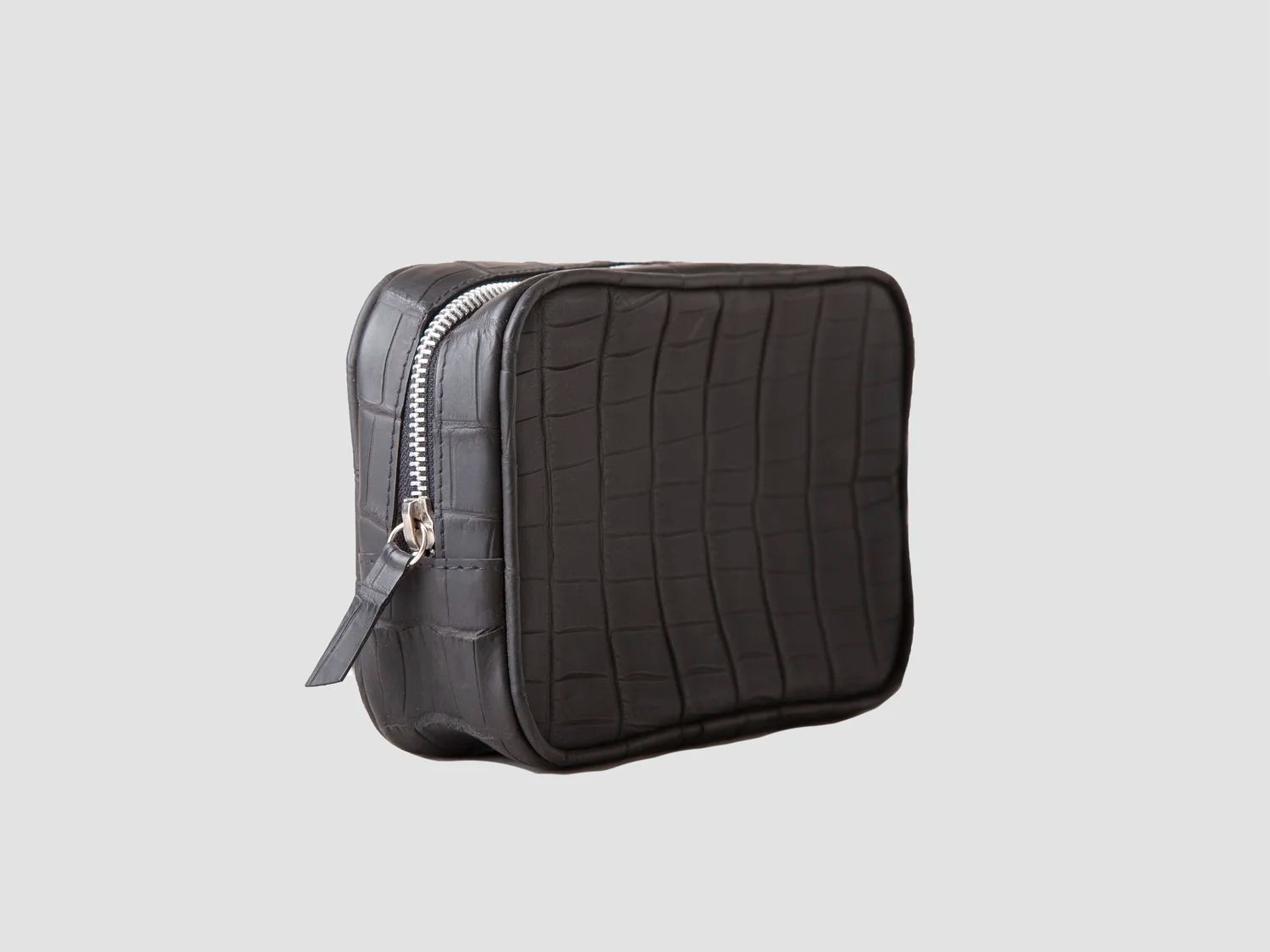 Black Carbon Alligator Day Pouch — George Cleverley