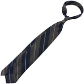 Striped Fina Grenadine Silk Linen Tie Navy