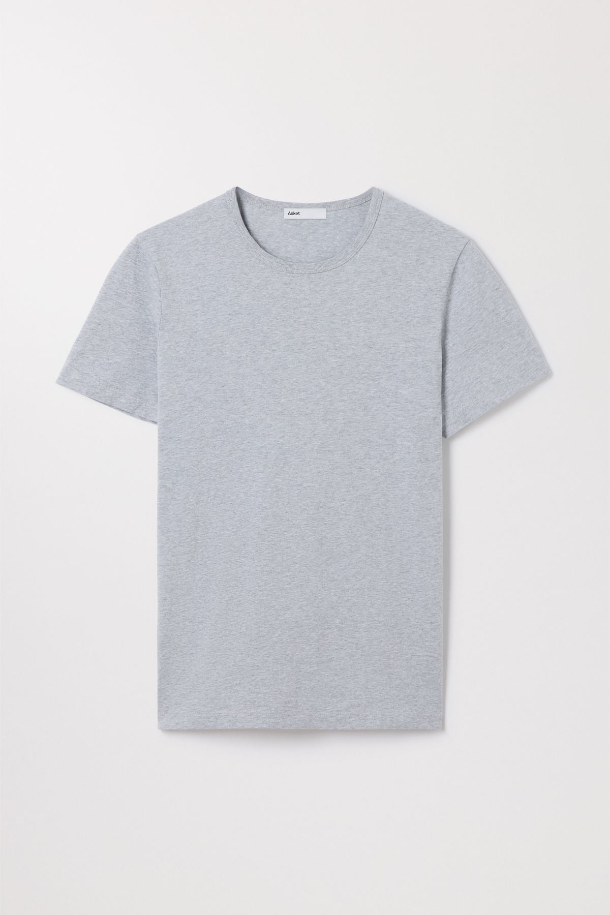 Grey Melange T Shirt Premium Heavyweight Cotton Crewneck Asket