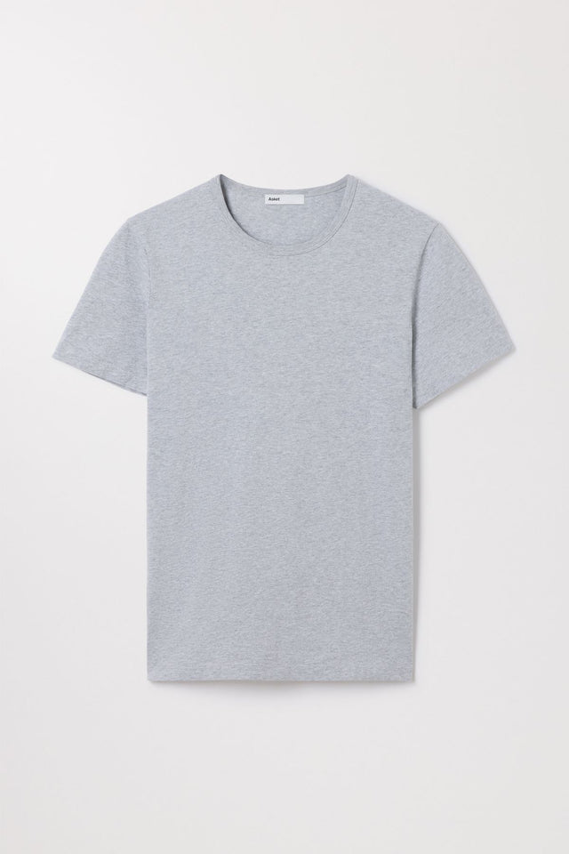 Grey Melange T Shirt Premium Heavyweight Cotton Crewneck Asket