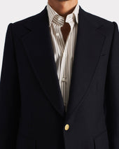Veste Droite En Flanelle De Laine Bleu Marine