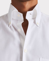 Chemise Col Large Boutonn En Pinpoint De Coton Blanche