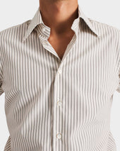 Chemise Col Large En Popeline De Coton Blanc Cass Rayures