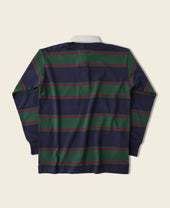 Classic Fit Striped Jersey Rugby Shirt - Green/Navy/Red