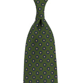 Shibumi-Flower Printed Silk Tie - Olive - Handrolled