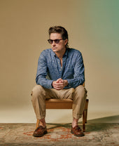Vintage Ivy Blue Paisley Print Shirt