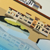 Firenze Travel Poster Silk Pocket Square Ponte Vecchio 40x40cm