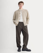 Luxe Merino Crew Cardigan | Heather Gravel