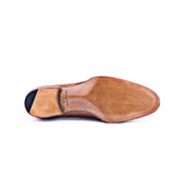 Five Eyelet Split Toe Derby With Hand Stitched Apron In Light Brown And Beige