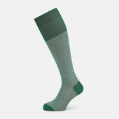 Ivory/green Houndstooth Long Socks