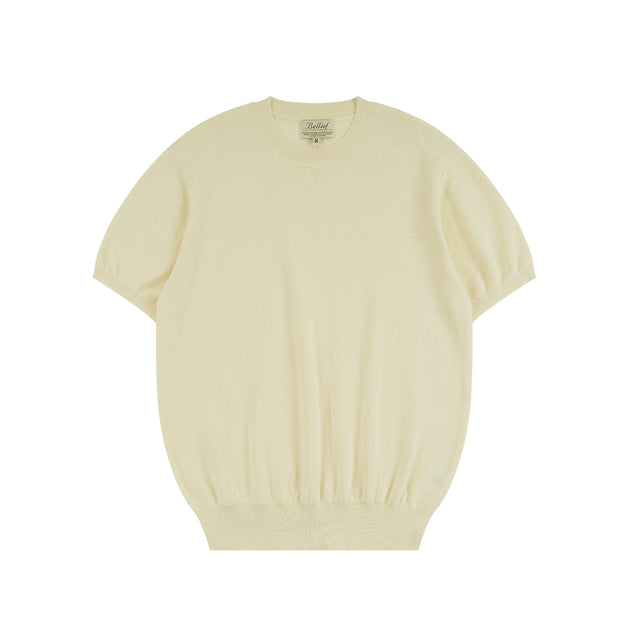 Essential Comfort Short Sleeve Round Knit (Ecru)