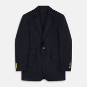 Navy Plain Wool Single Breasted Blazer