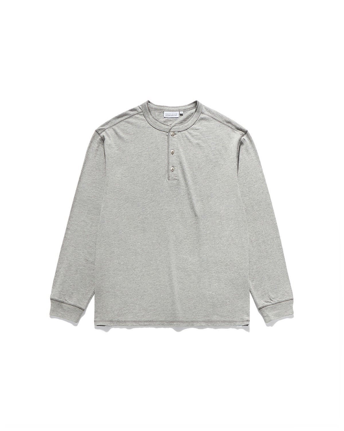 Henley Neck L S T Shirts Melange Grey