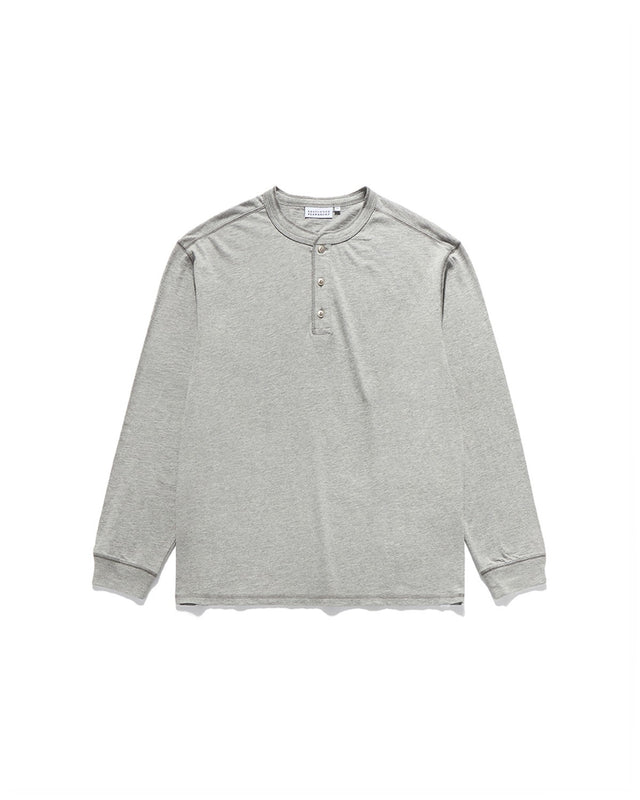 HENLEY NECK L.S T-SHIRTS / MELANGE GREY